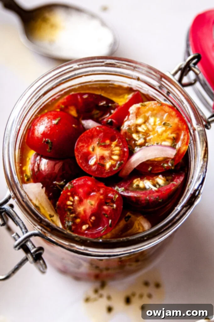 No-Fuss Marinated Tomatoes 3 Simple Marinated Tomatoes in a jar