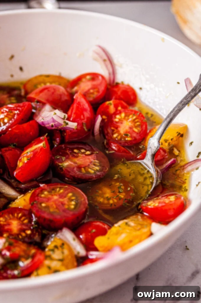 No-Fuss Marinated Tomatoes 4 Simple Marinated Tomatoes with spoon