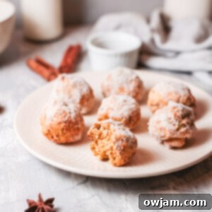 Air Fryer Donut Holes on white plate