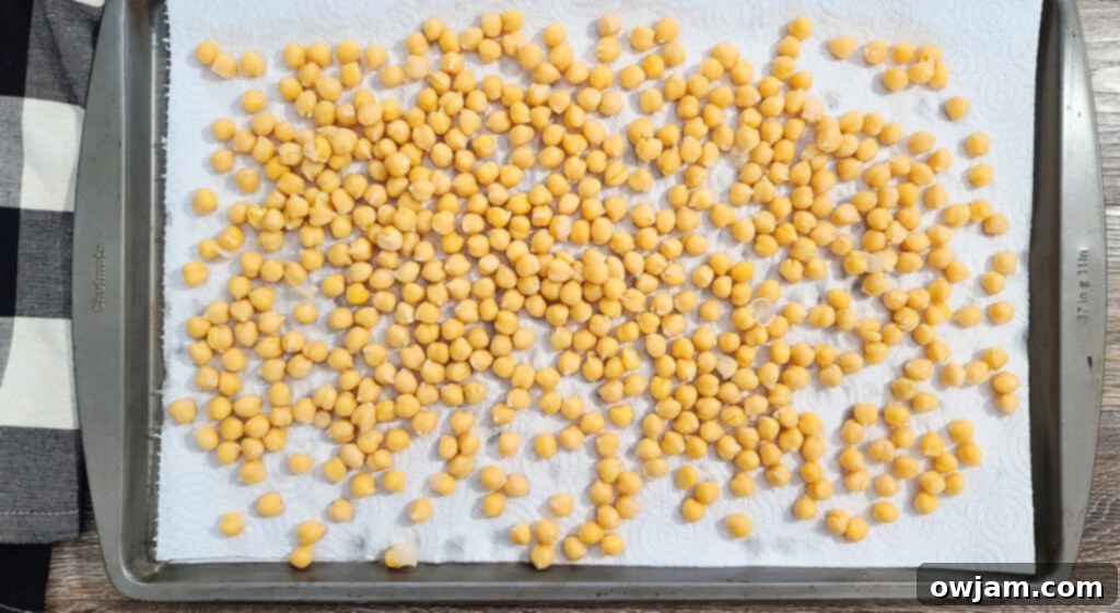 Crispy Air Fryer Chickpeas 5 Air Fryer Chickpeas on baking sheet