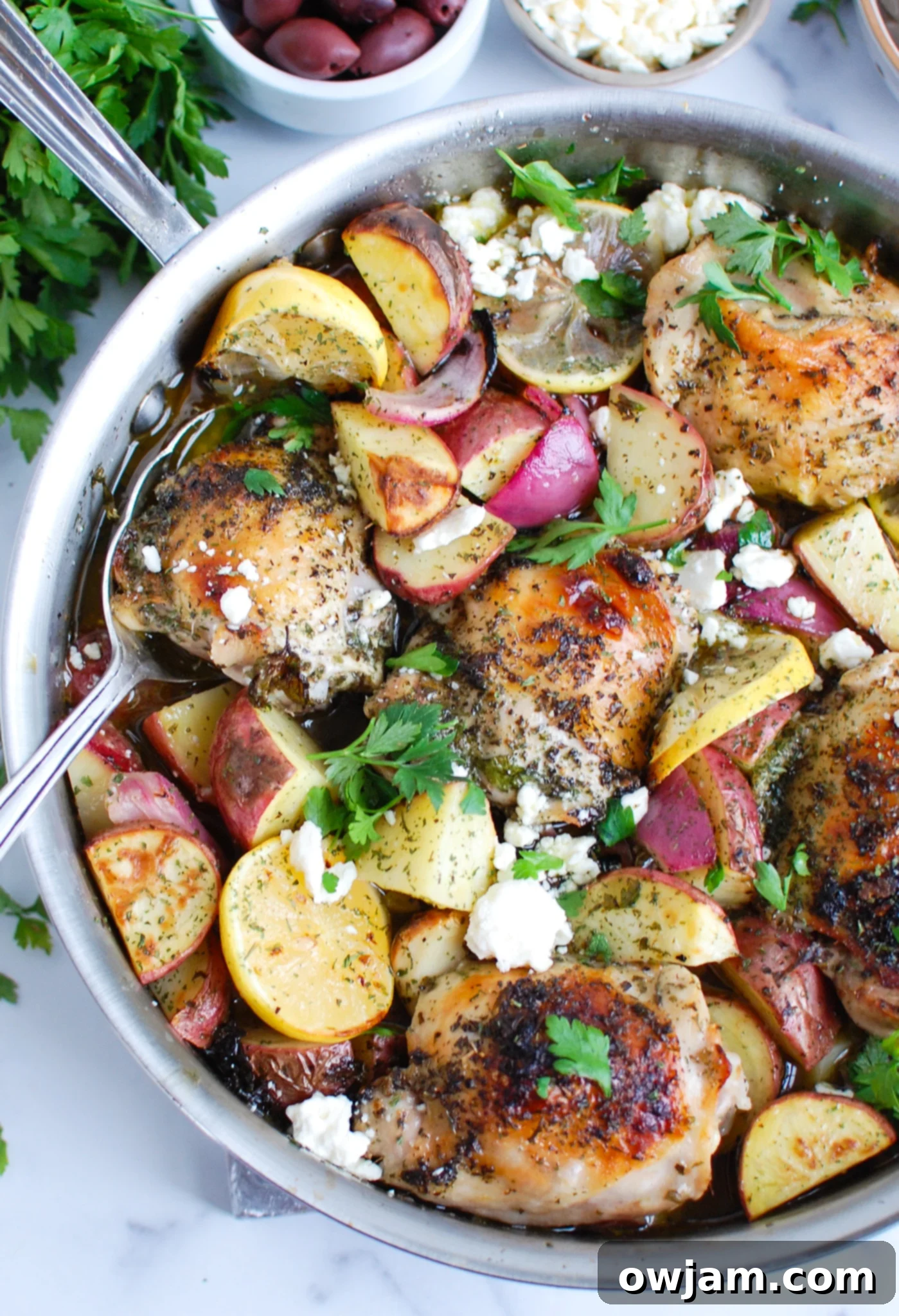 Tangy Mediterranean Lemon Chicken 7 Greek Lemon Chicken with parsley.