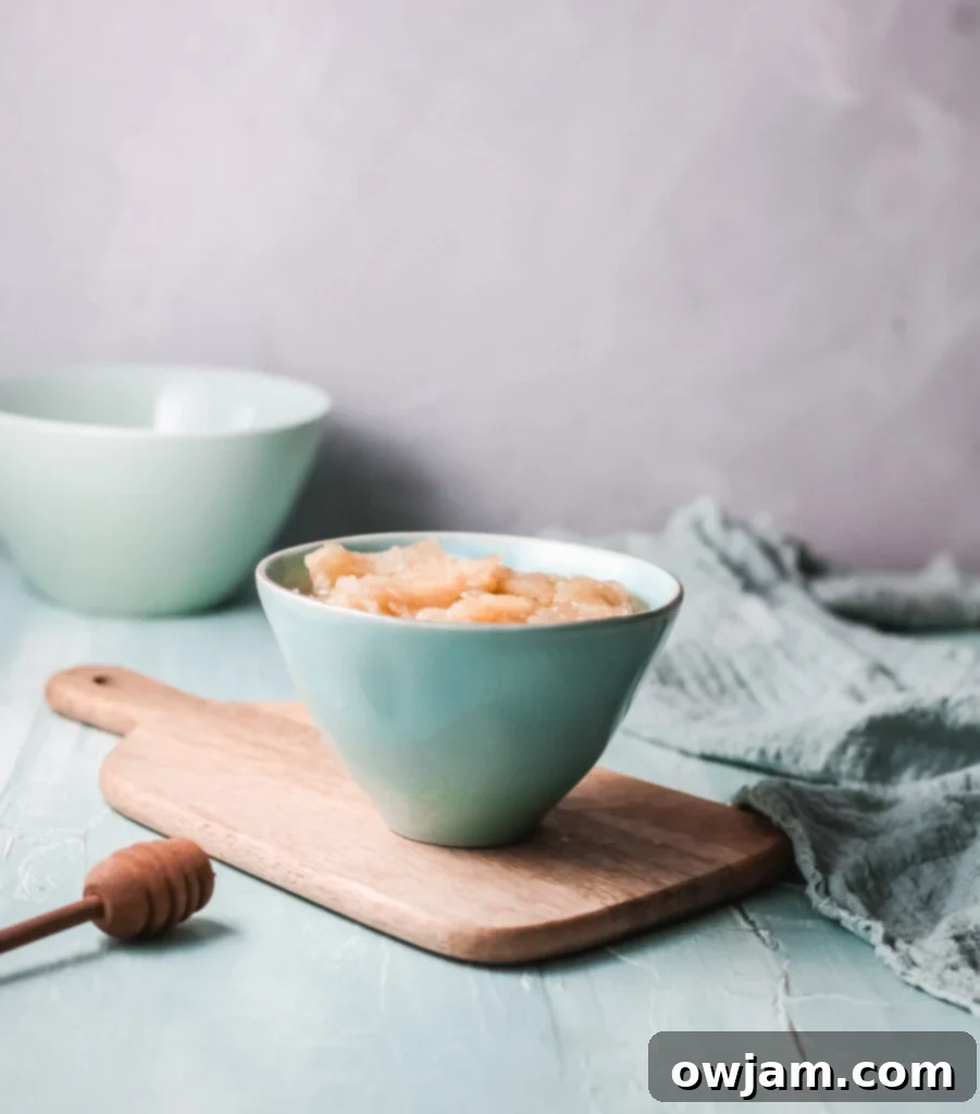 Effortless Instant Pot Applesauce 4 Instant Pot Applesauce in bowl with a spoon.
