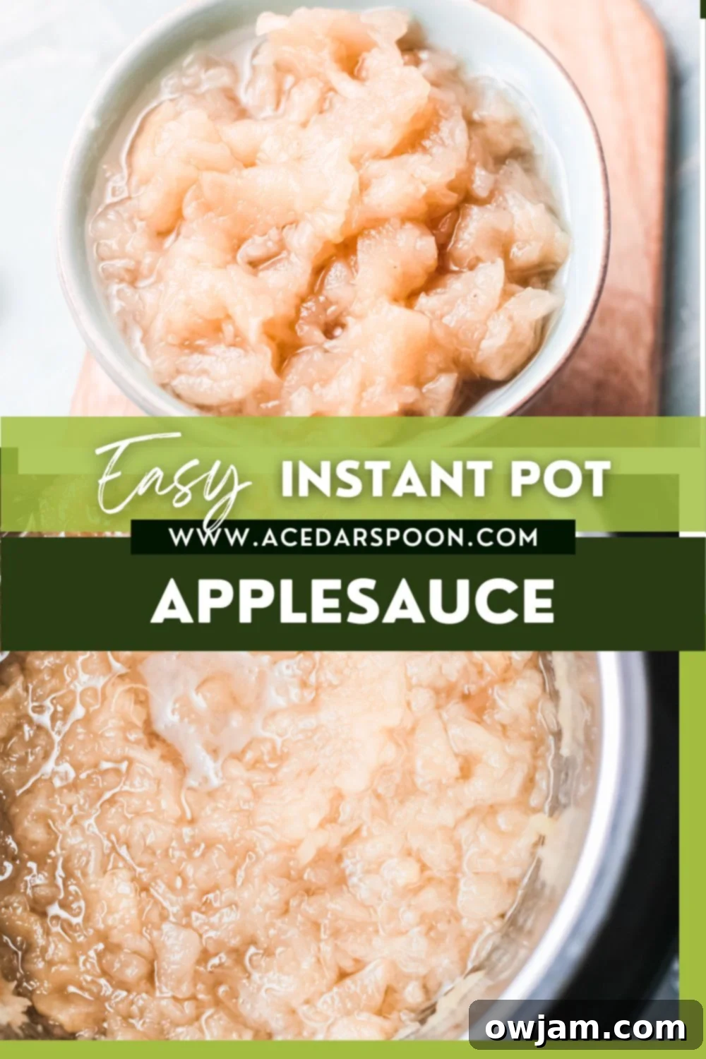 Effortless Instant Pot Applesauce 8 Instant Pot Applesauce in a bowl with a logo overlay, identical to the previous image.