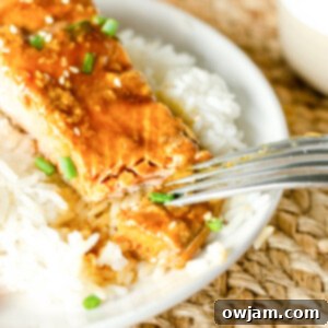 Teriyaki Salmon Recipe with fork