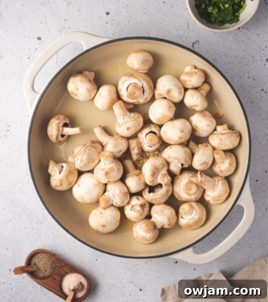 Garlic Sautéed Mushrooms in pot