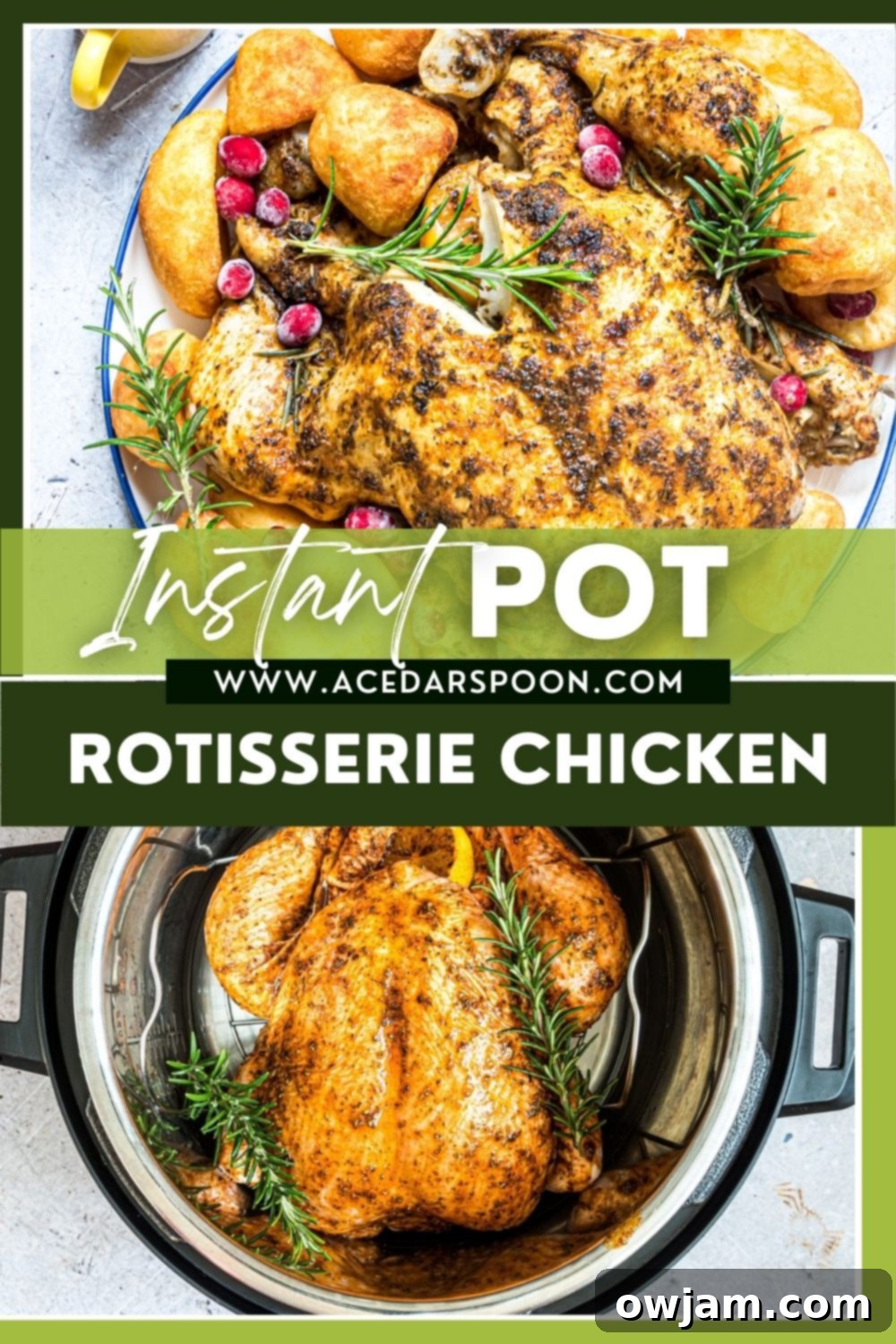 Instant Pot Rotisserie Chicken with logo.