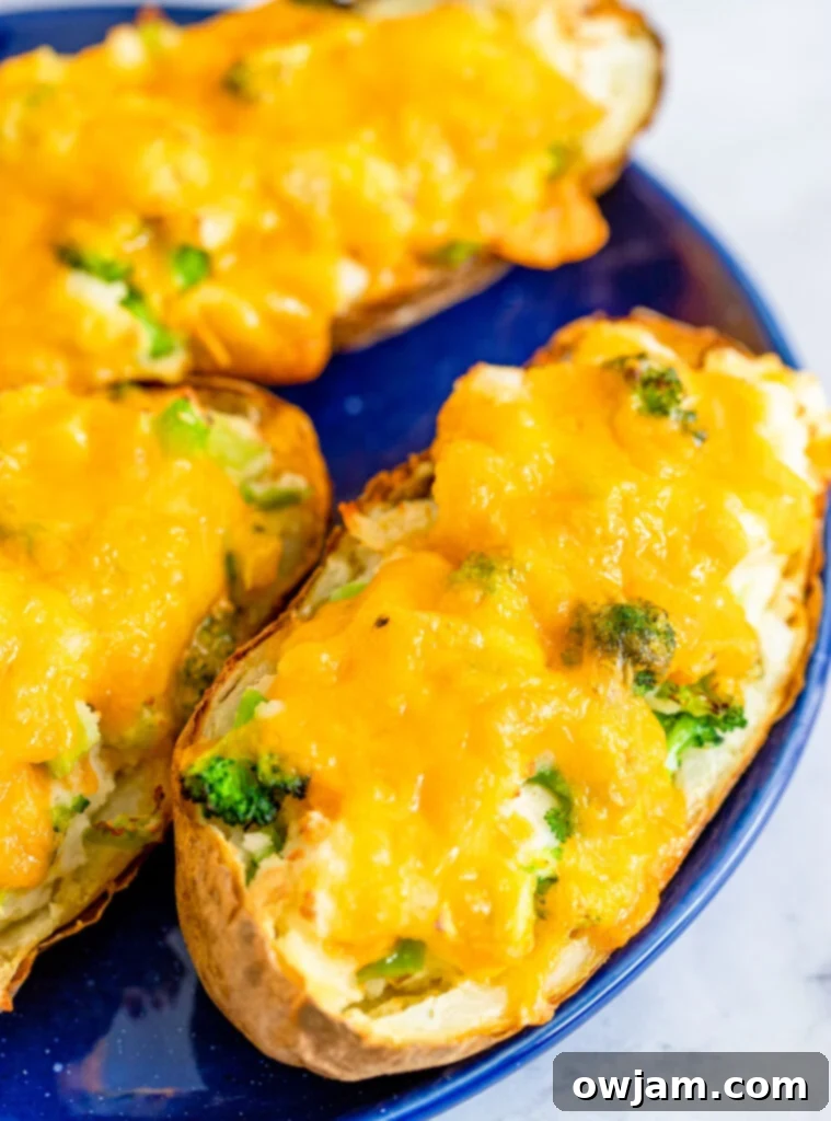 Delicious Air Fryer Twice Baked Potato with melted cheese and fresh chives, ready to eat
