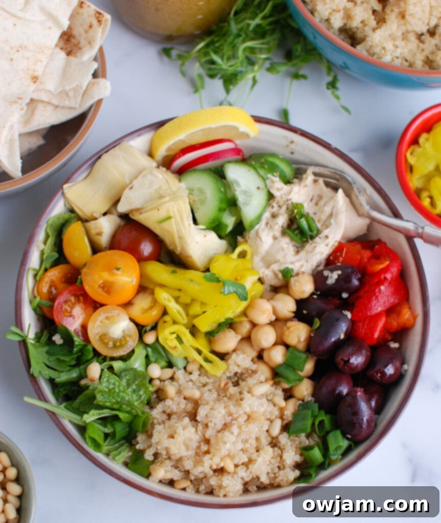 Vibrant Mediterranean Quinoa Bowl 2 Greek Quinoa Bowl with vegetables