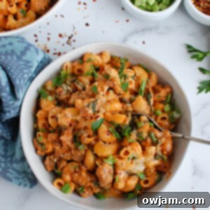 Sizzling Sausage Pasta 7 Spicy Sausage Pasta in bowl