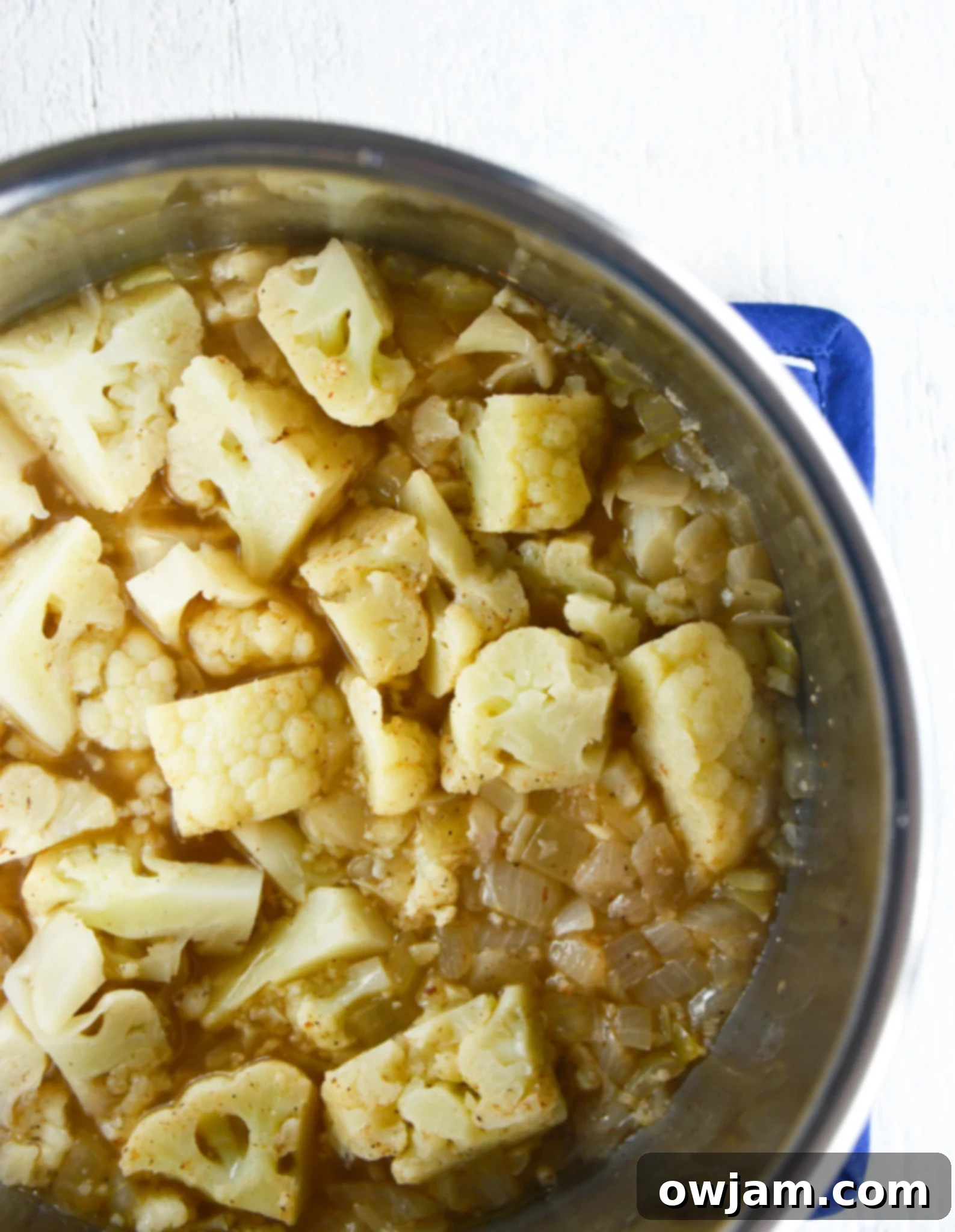 Instant Pot Cauliflower Soup cooked in the pressure cooker.
