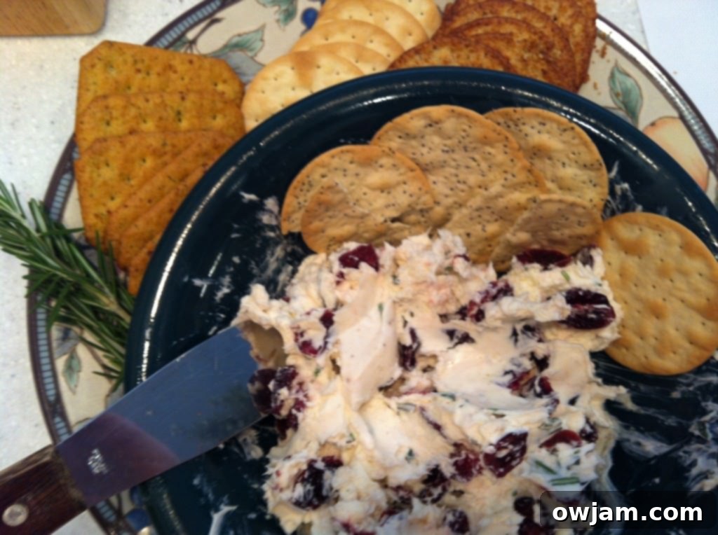 Rosemary Cranberry Spread mixture in a bowl, ready to serve