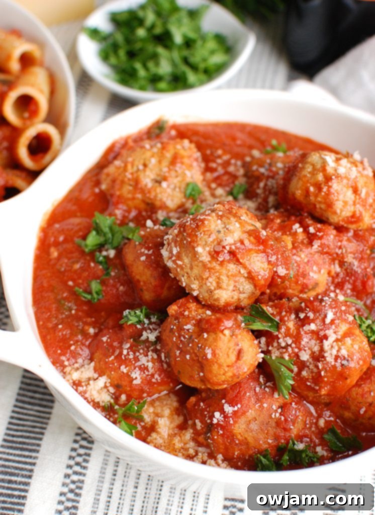 Slow Cooker Turkey Meatballs 3 Crockpot Turkey Meatballs in white bowl