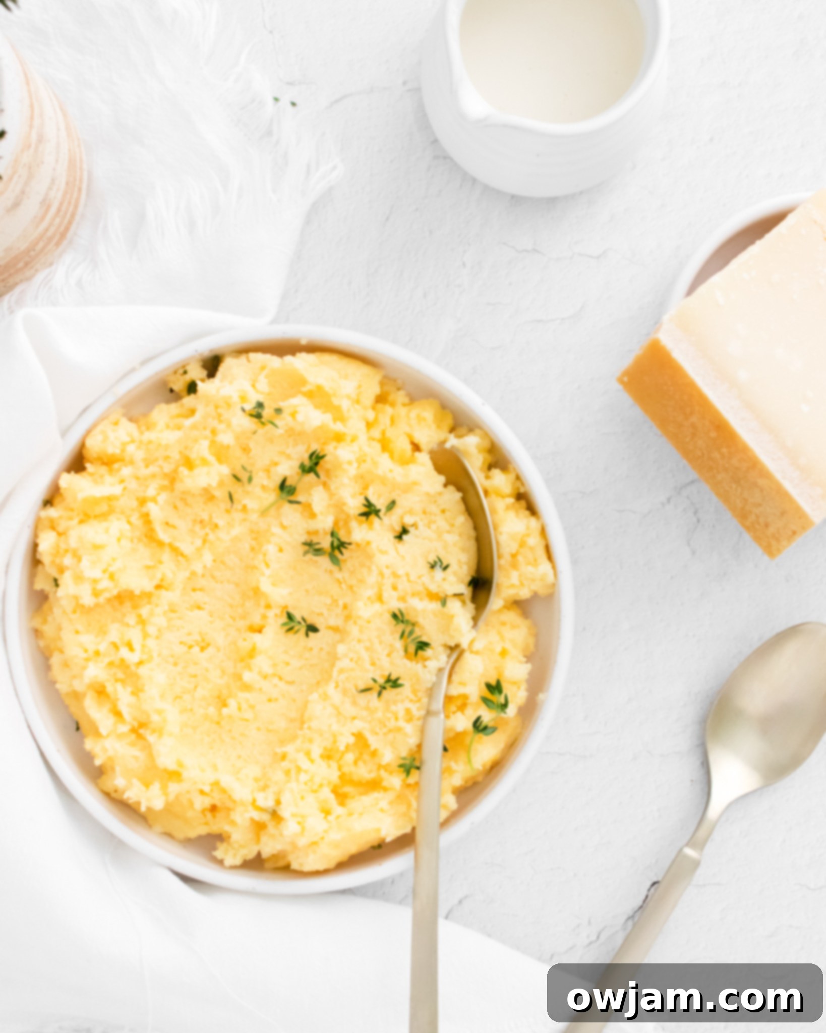 Silky Smooth Polenta Perfection 7 Creamy Polenta Recipe with a white napkin.