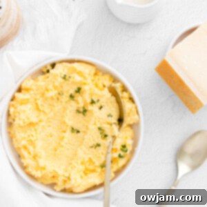 Silky Smooth Polenta Perfection 9 Creamy Polenta Recipe with a white napkin.