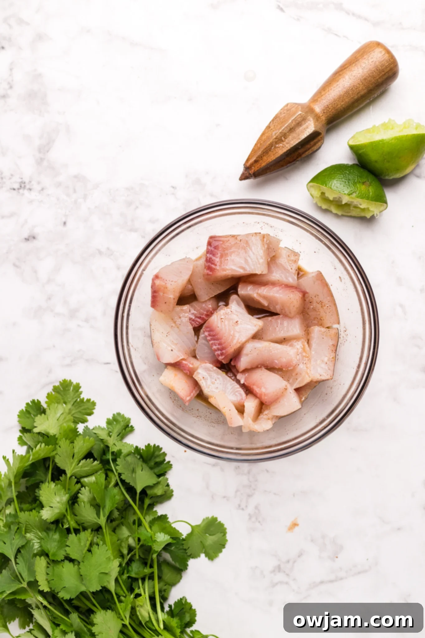 Air Fryer Tilapia fish in a bowl.