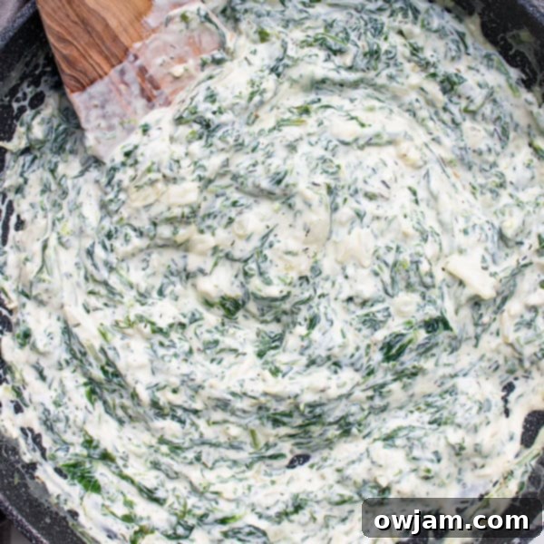Rich and easy Quick Creamed Spinach with Cream Cheese, a classic steakhouse side.