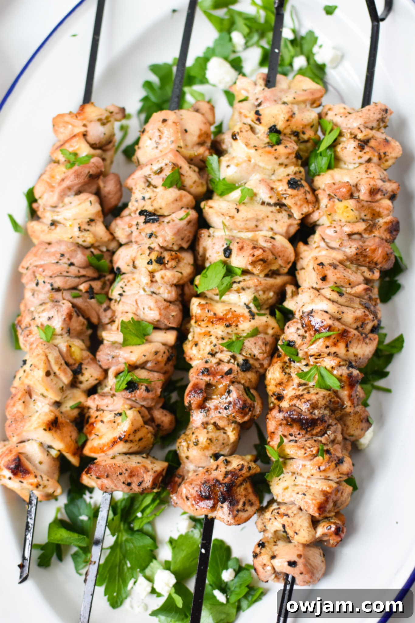 Perfect Homemade Chicken Souvlaki 6 Chicken Souvlaki Recipe on skewers.