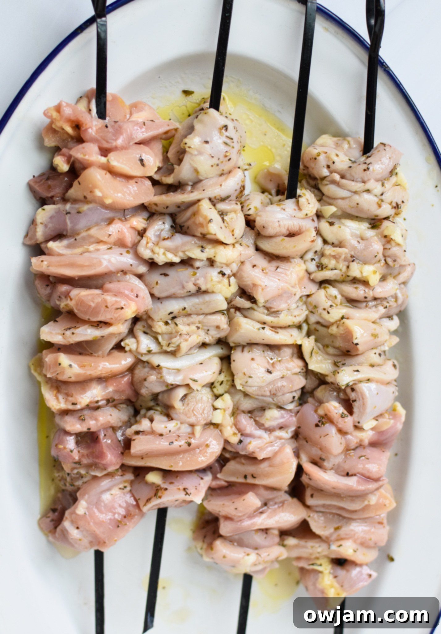 Perfect Homemade Chicken Souvlaki 8 Chicken Souvlaki Recipe raw chicken.