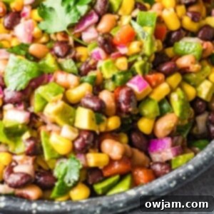 Cowboy Caviar Recipe, a vibrant Texas dip with beans, corn, and peppers, 1200 x 1200