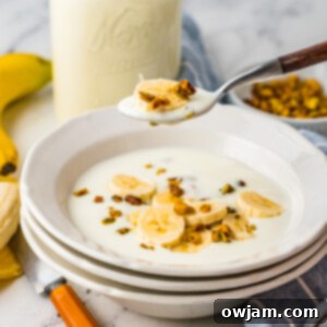 Easy Instant Pot Yogurt 10 A bowl of creamy homemade Instant Pot yogurt with a spoon, highlighting its smooth texture and readiness for serving.