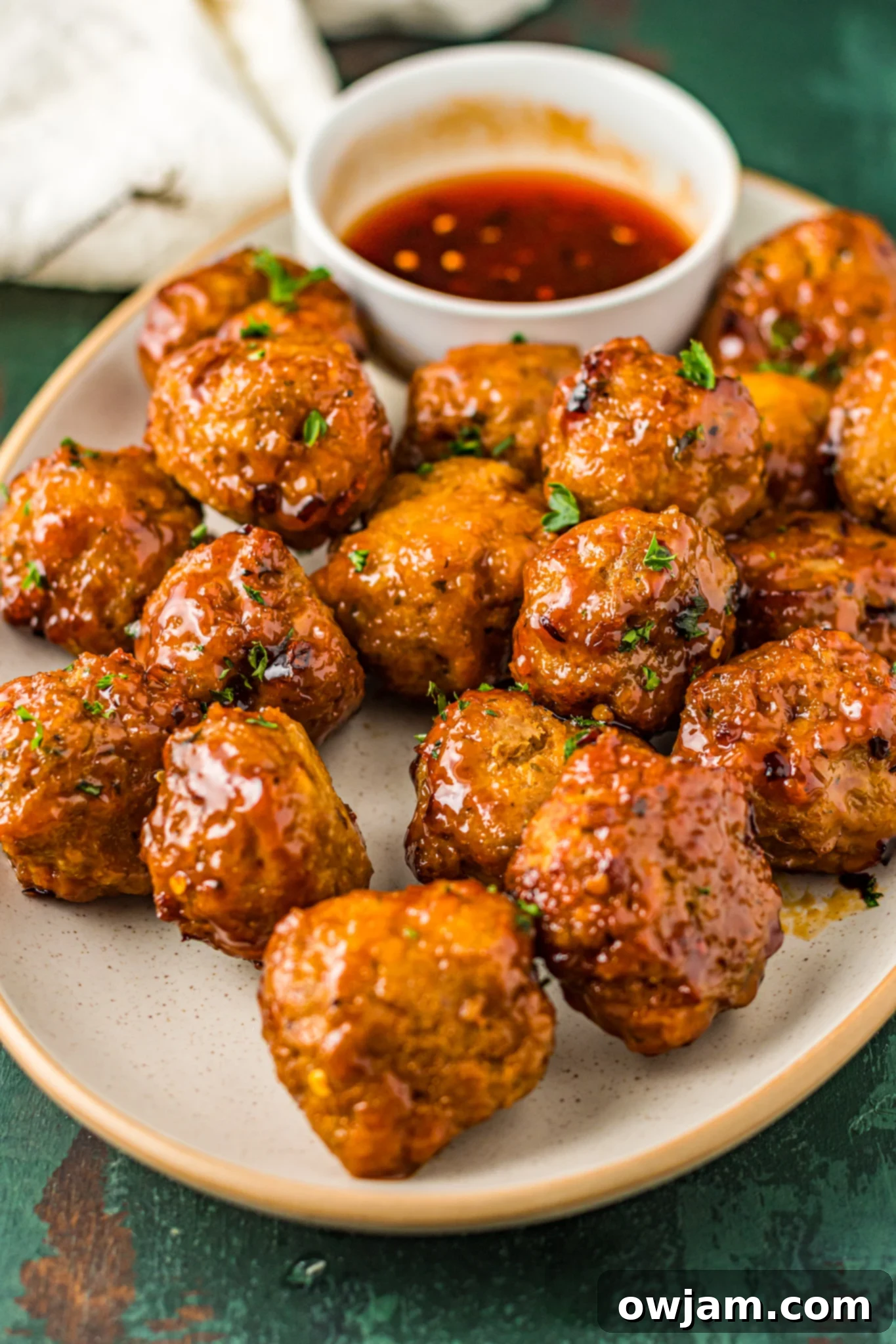 Air Fryer Meatballs on a platter.