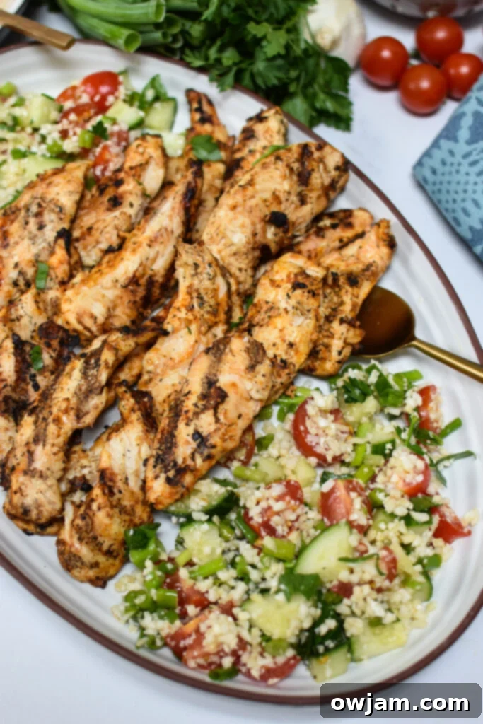 Yogurt Marinated Chicken with tabbouleh