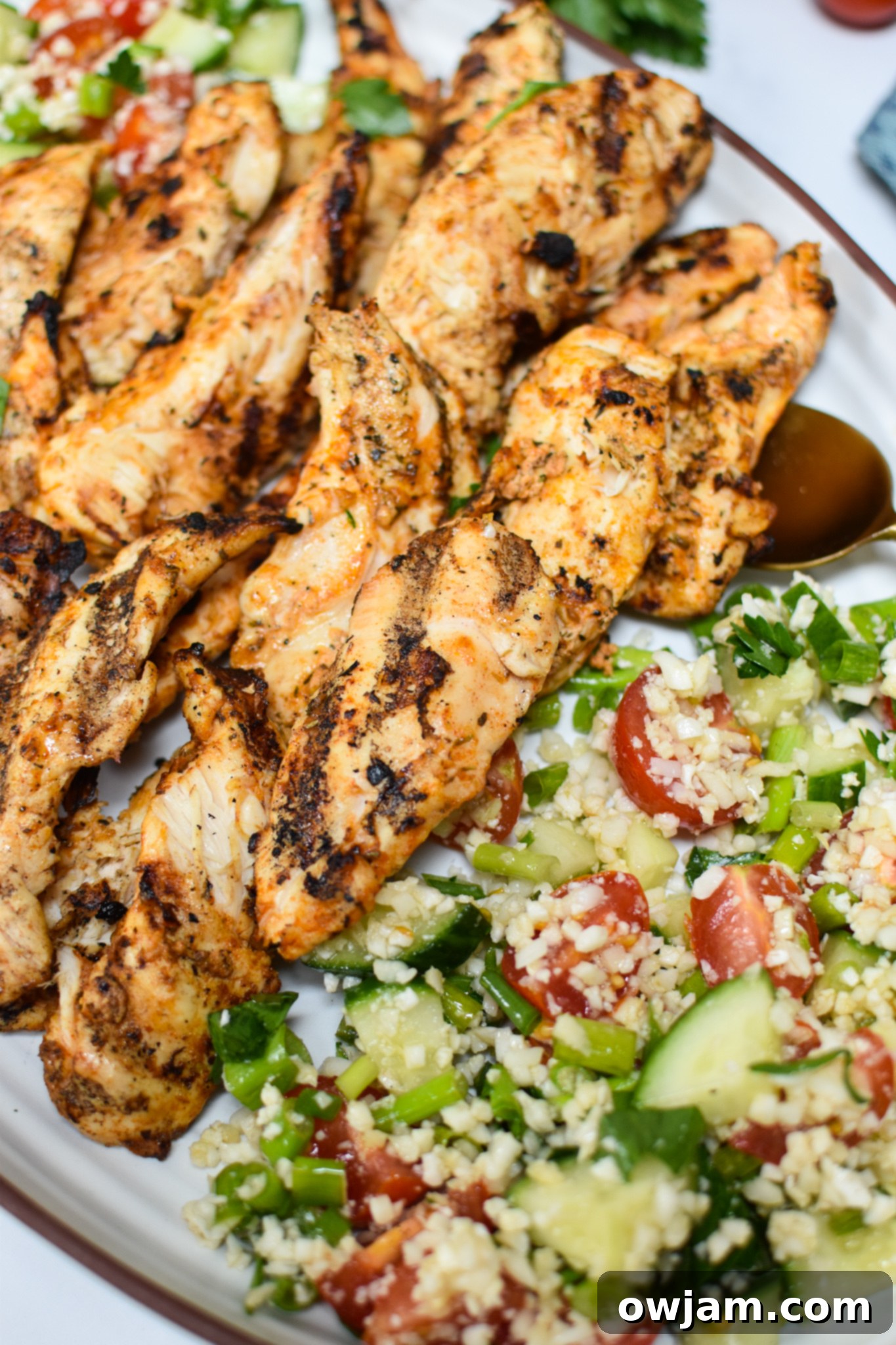 Yogurt Marinated Chicken with a salad. 