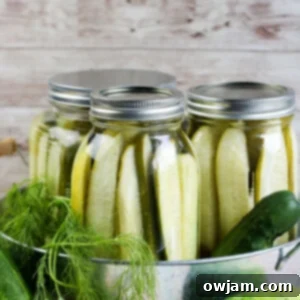 Refrigerator Dill Pickles in a jar.