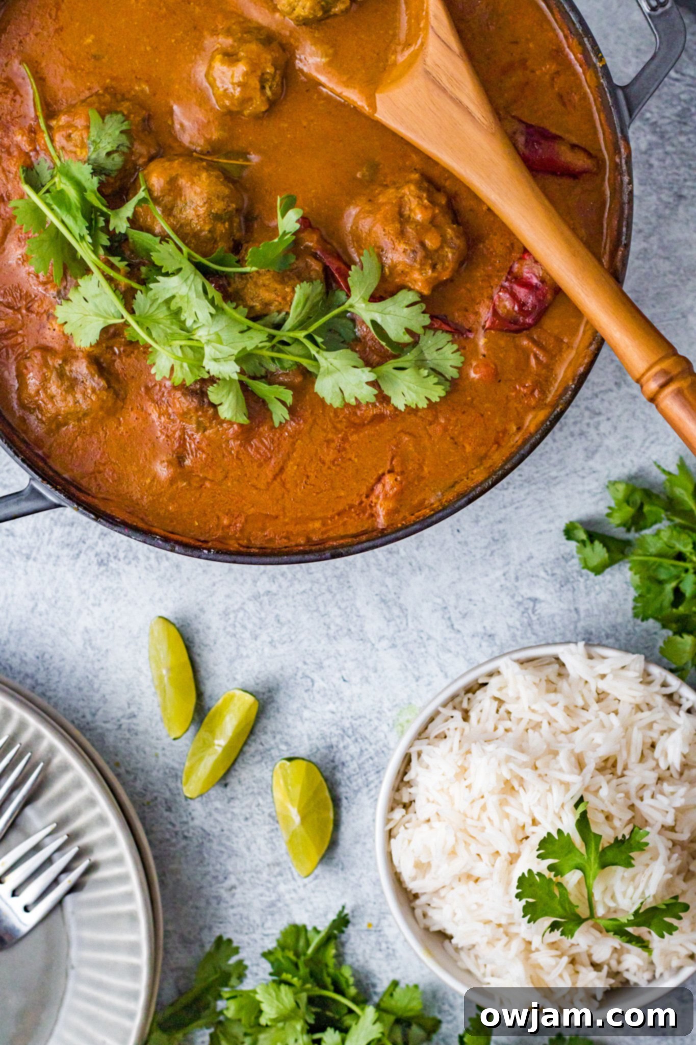 Flavorful Curry Meatballs 8 Curry Meatballs Recipe with spoon.