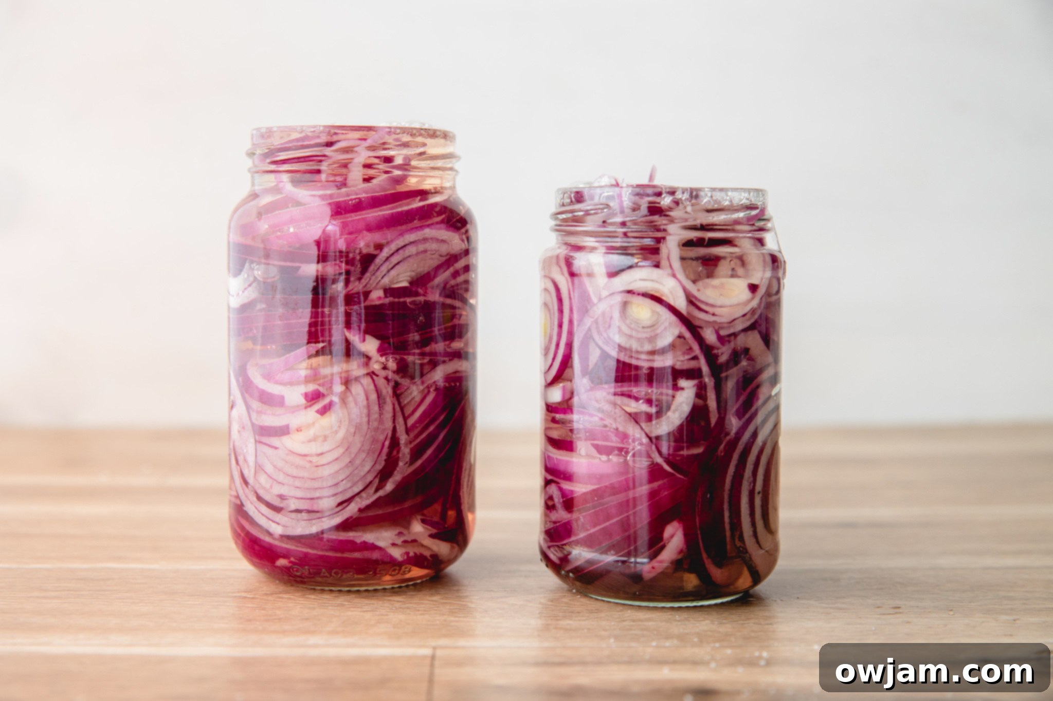 Quick Pickled Red Onions in mason jars. 