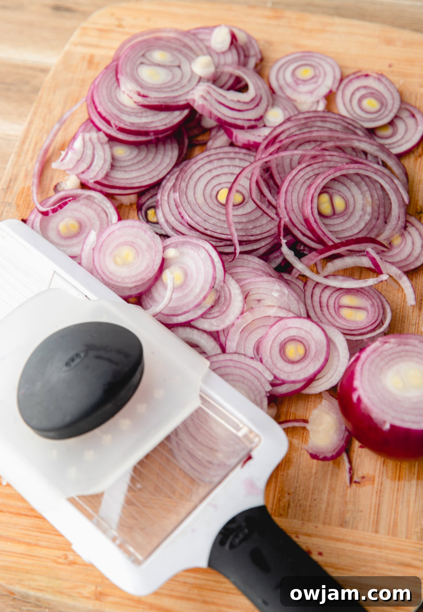 Quick Pickled Red Onions with mandoline.