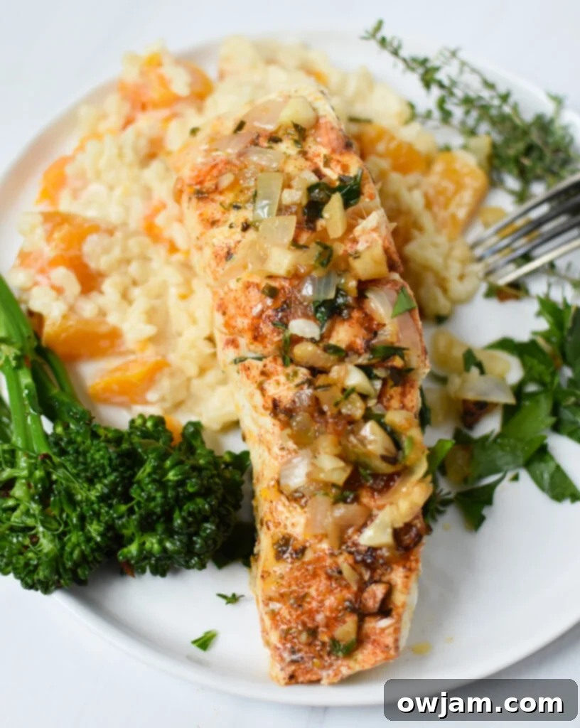 Zesty Lemon Garlic Halibut 2 Lemon Garlic Halibut Recipe with butternut squash risotto.