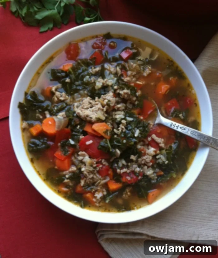 Turkey, Kale and Brown Rice Soup