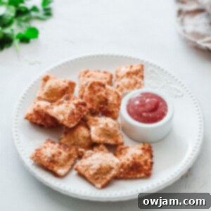 Air Fried Ravioli with tomato sauce.