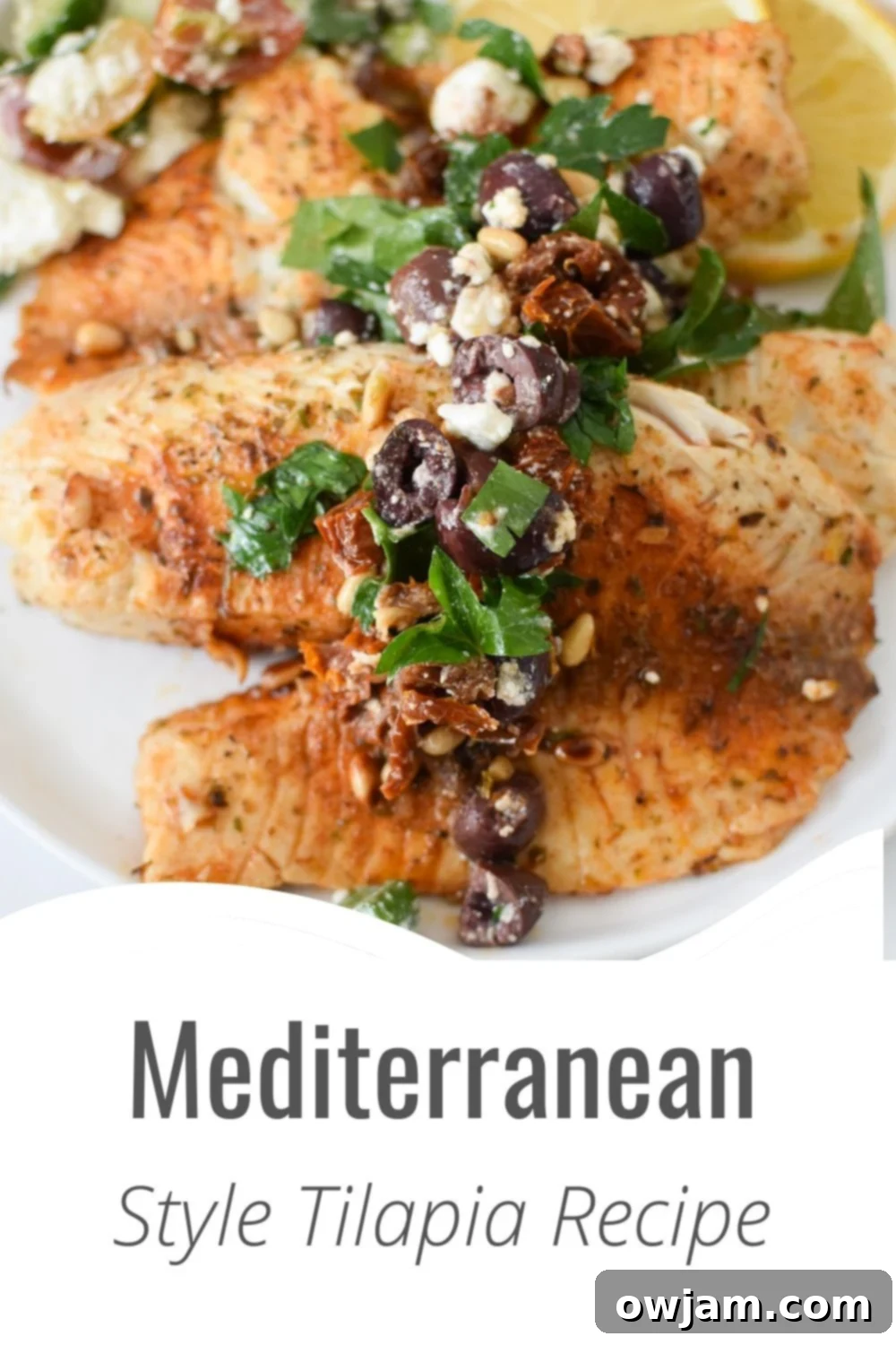 Greek Baked Tilapia with logo.