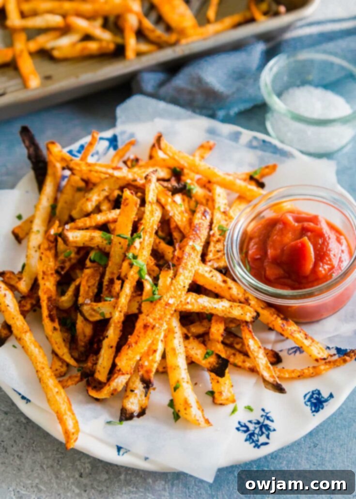 23 Irresistible Sides to Elevate Your Taco Night 22 Crispy Jicama Fries, thinly cut and baked or air-fried, a healthy and crunchy alternative to potato fries, served with a dipping sauce.
