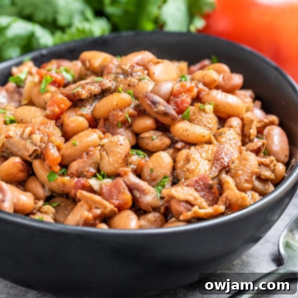 23 Irresistible Sides to Elevate Your Taco Night 12 A bowl of Instant Pot Pinto Beans, cooked to perfection and ready to be served, perhaps topped with a few herbs.