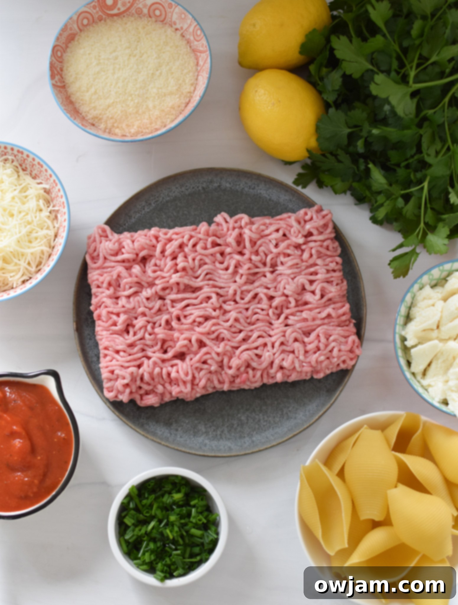 Veal Stuffed Shells ingredients.