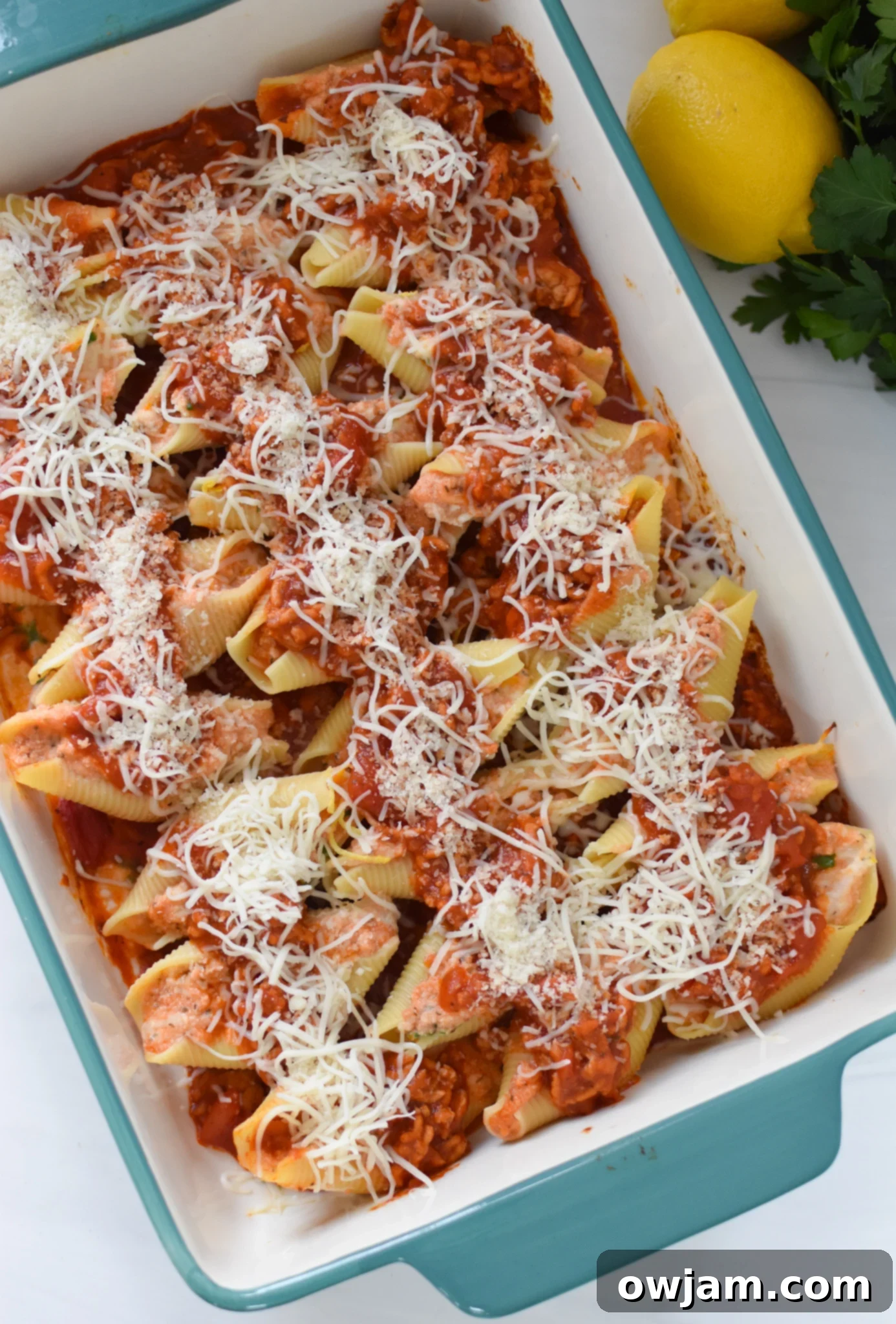 Veal Stuffed Shells with cheese.