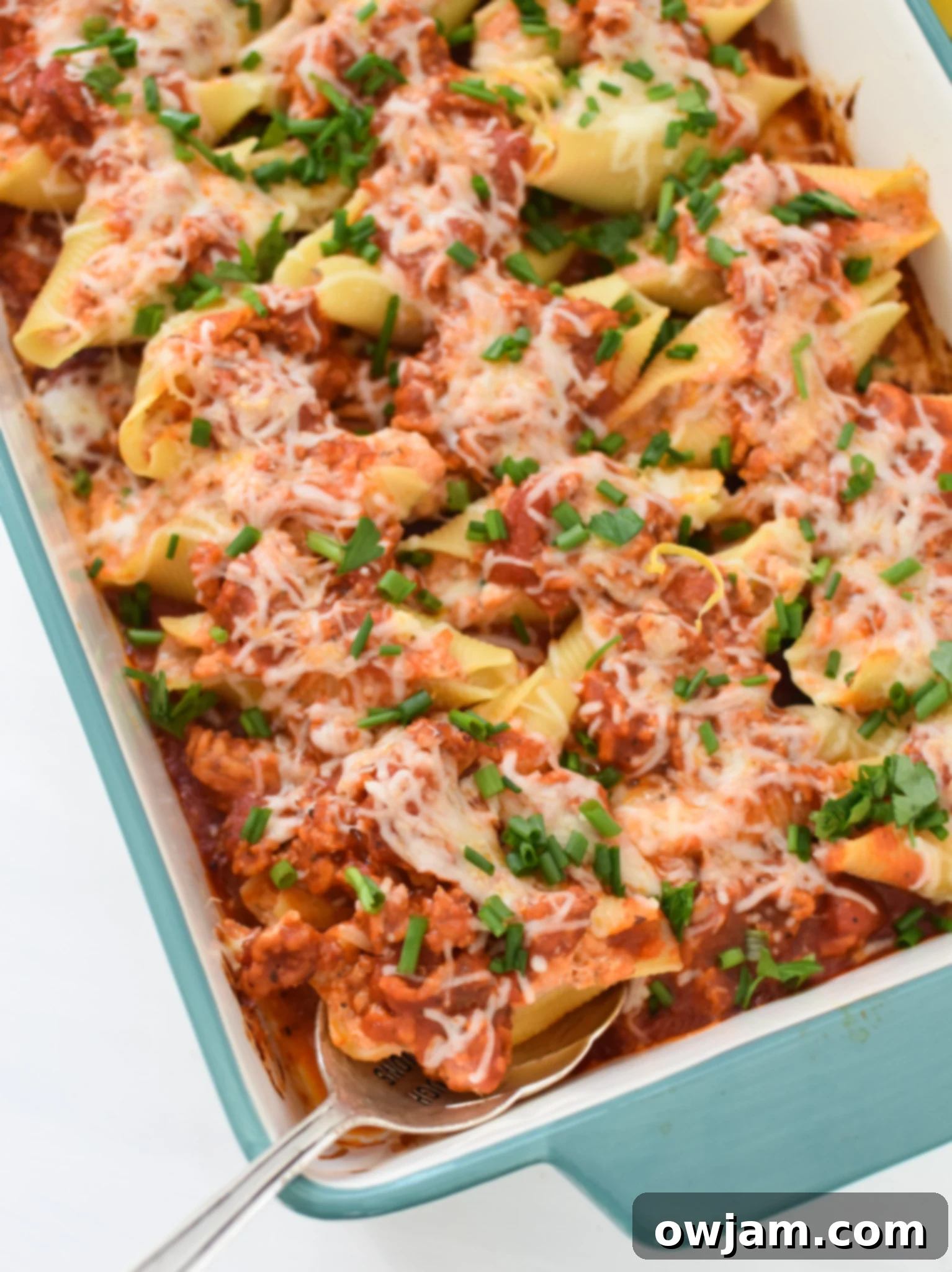 Veal Stuffed Shells with chives.