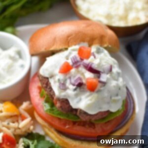 Feta Burger with Tzatziki Image 1200 x 1200