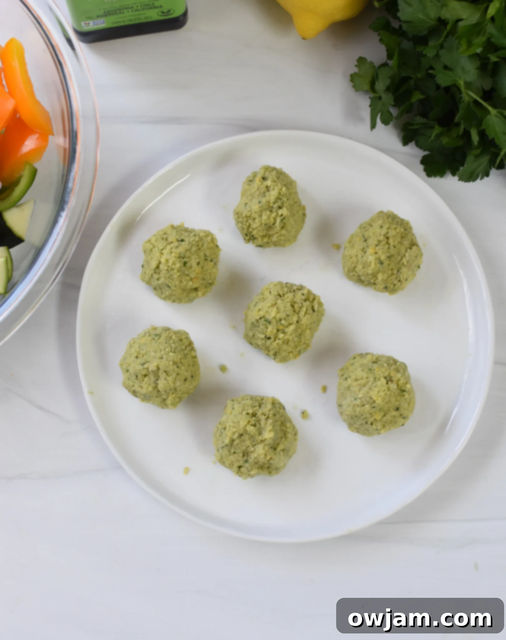 Falafel Vegetable Kabobs ingredients. 