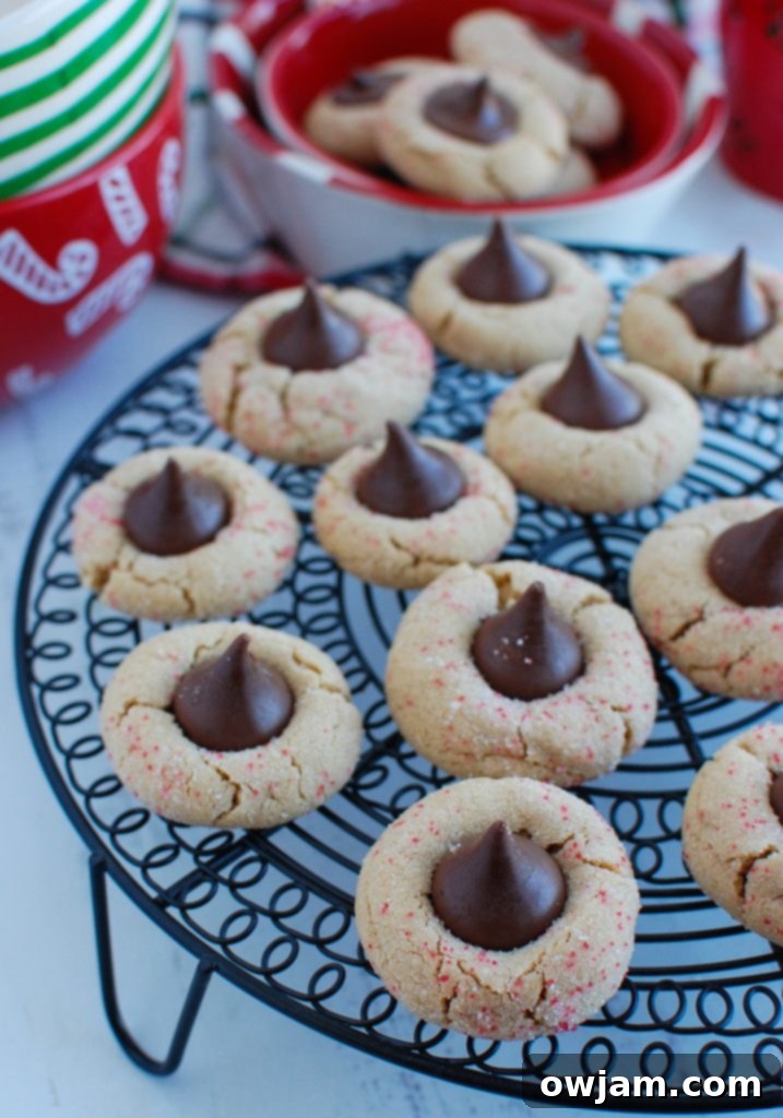 Peanut Butter Blossom Cookies on wire rack