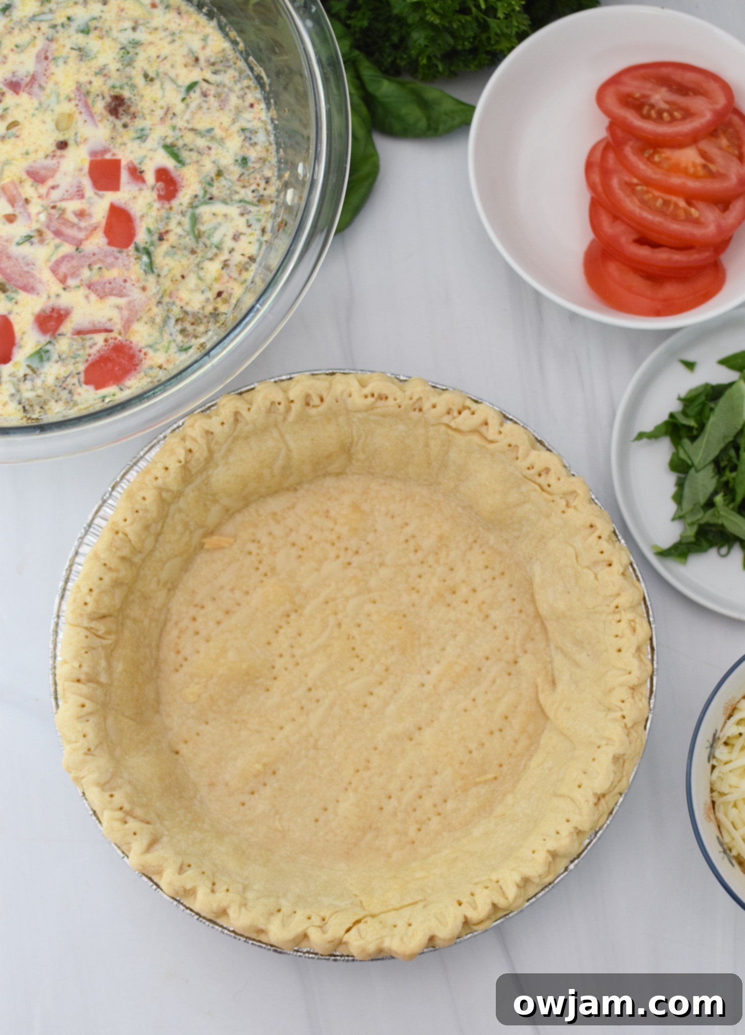Caprese Quiche Lorraine Delight 5 Caprese Quiche Lorraine Recipe pie crust baked.