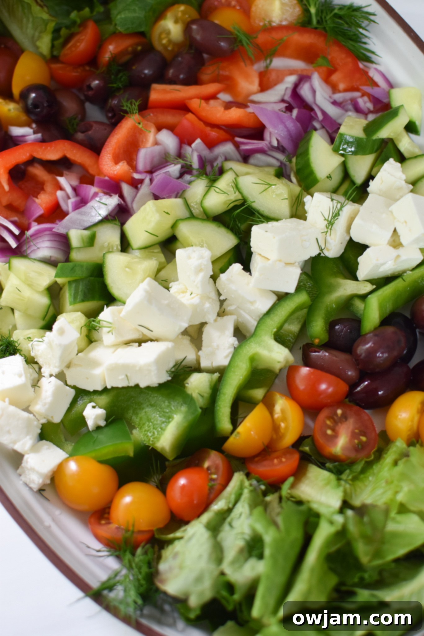 Sun-Kissed Grilled Chicken Greek Salad 9 A beautifully assembled Grilled Chicken Greek Salad on a large platter, ready to be enjoyed.