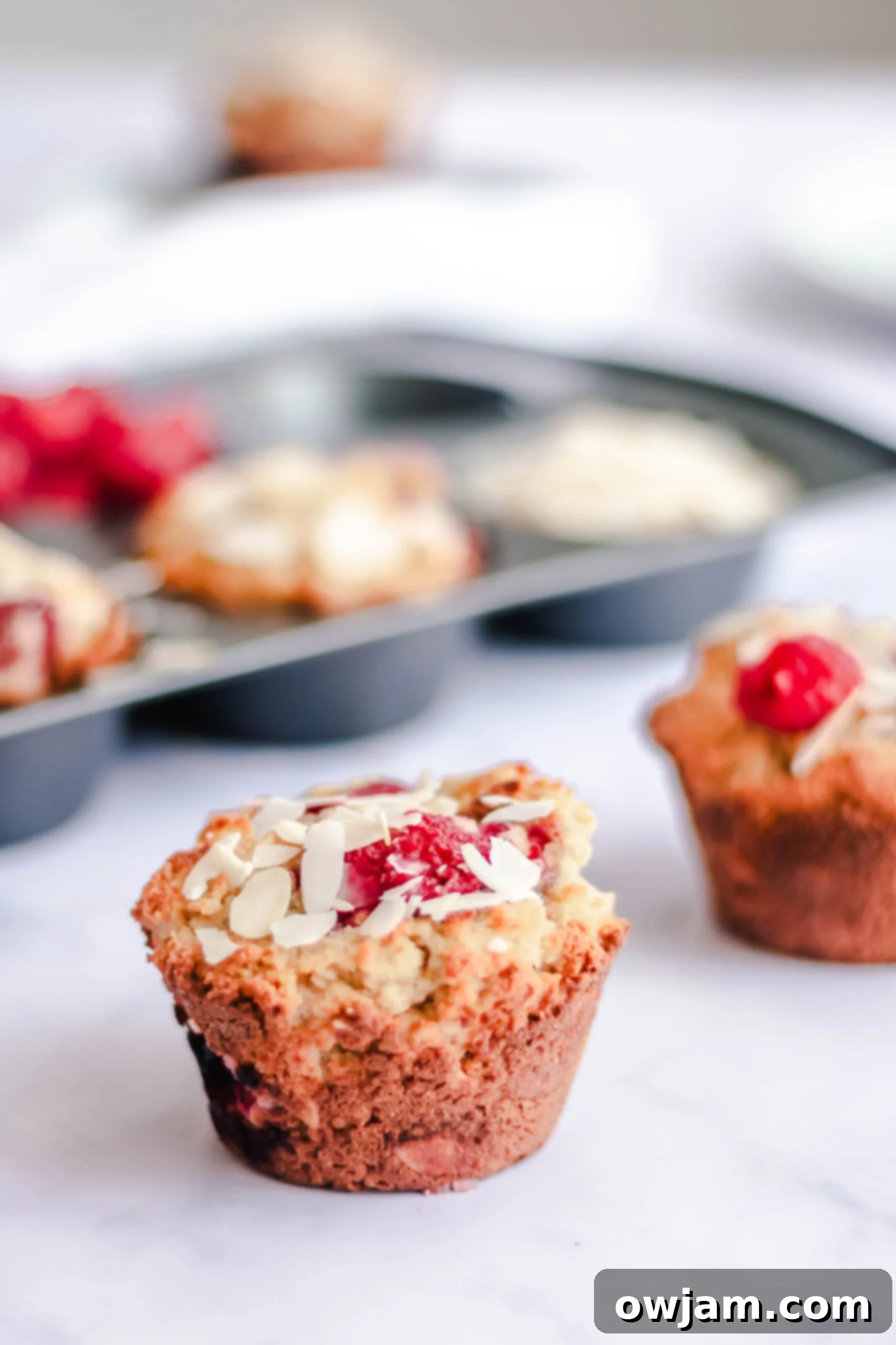 Delicious Keto Raspberry Muffins with almonds, a perfect low-carb and gluten-free breakfast option.