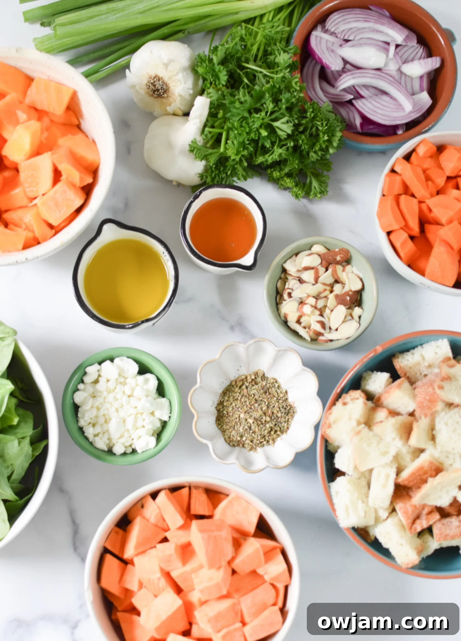 Roasted Vegetable Salad ingredients. 