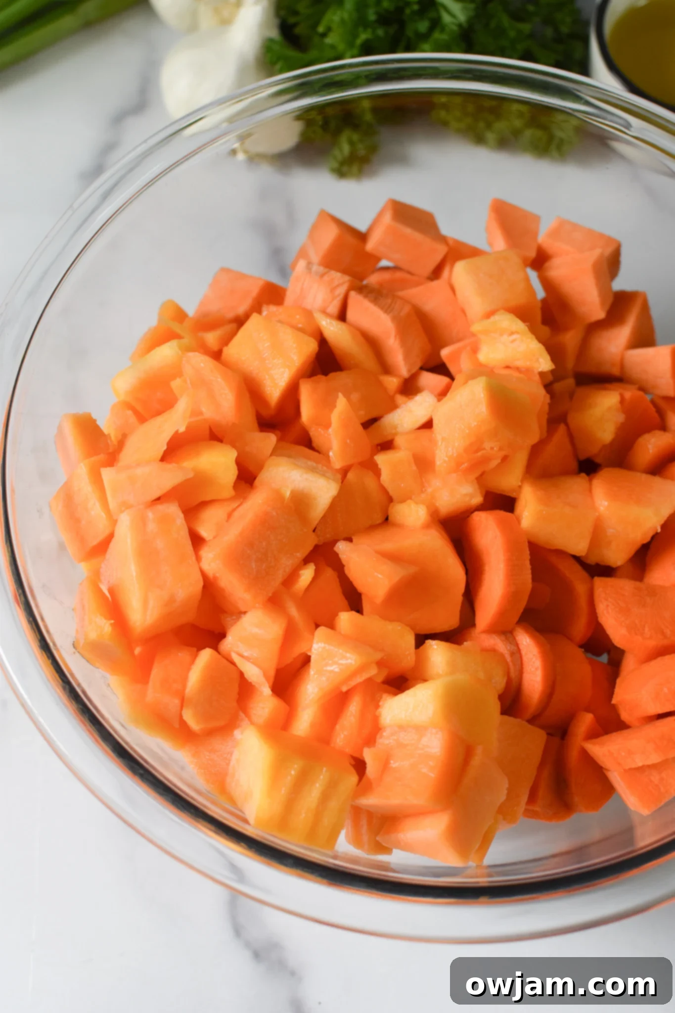 Roasted Vegetable Salad squash in a bowl. 