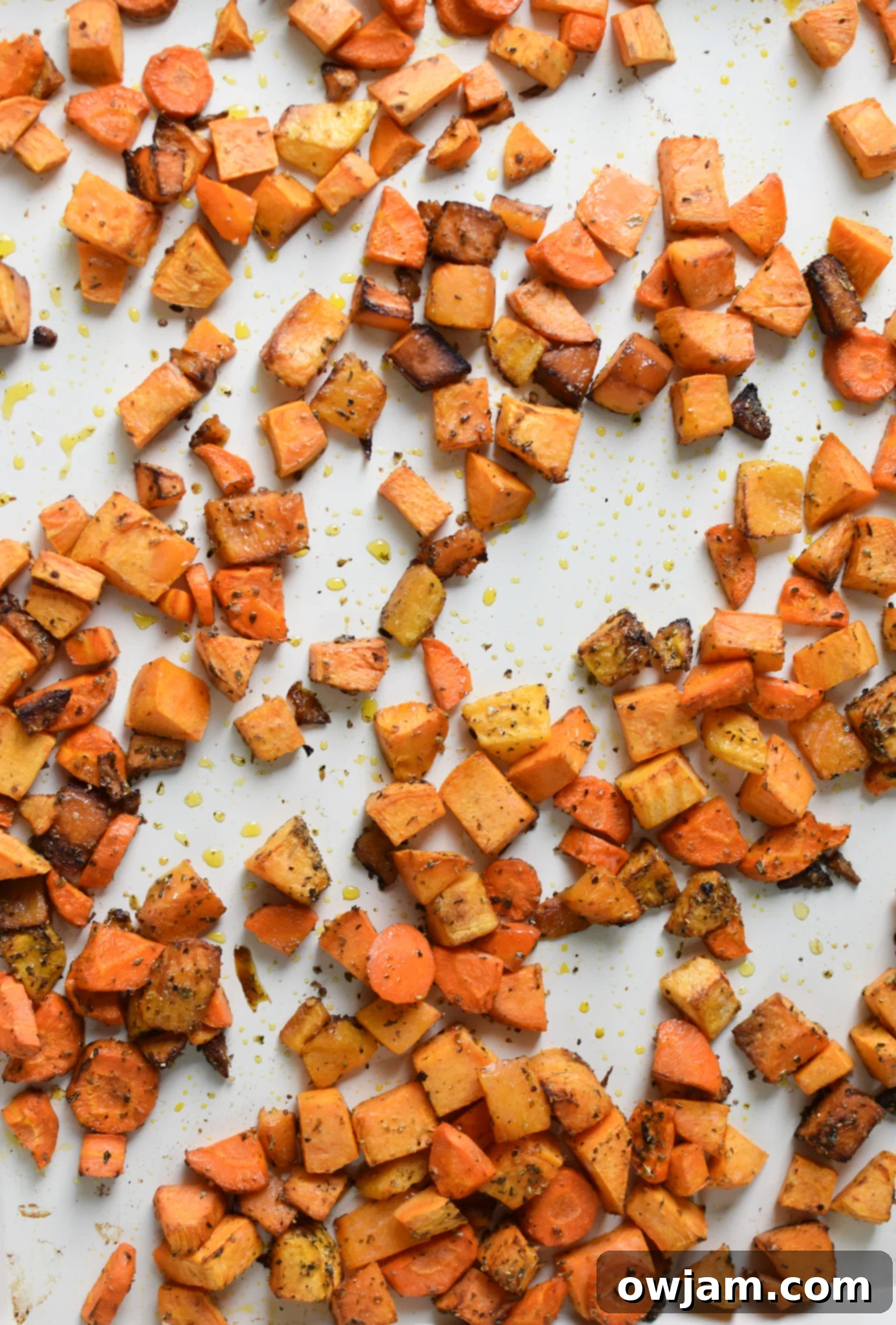 Roasted Vegetable Salad squash on a baking sheet.