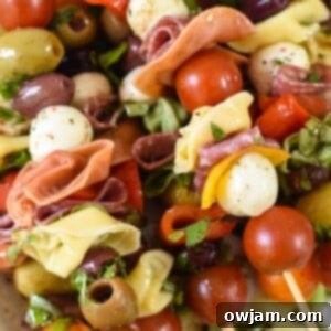 Italian Skewer Medley 9 A vibrant square image of Antipasto Skewers, perfect for pinning and sharing.